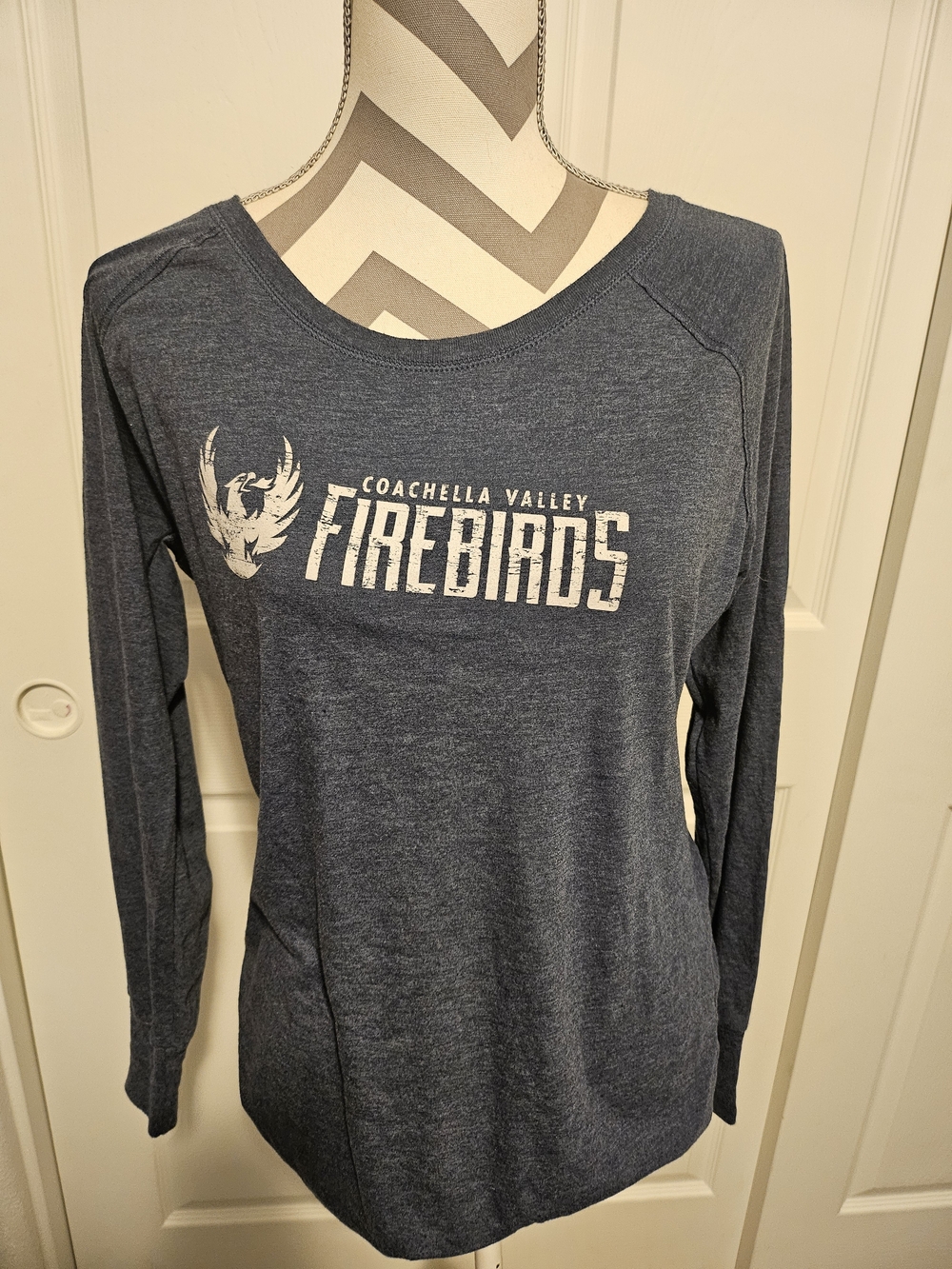 District Heather Navy Crewneck Tee with White Tag Detail
